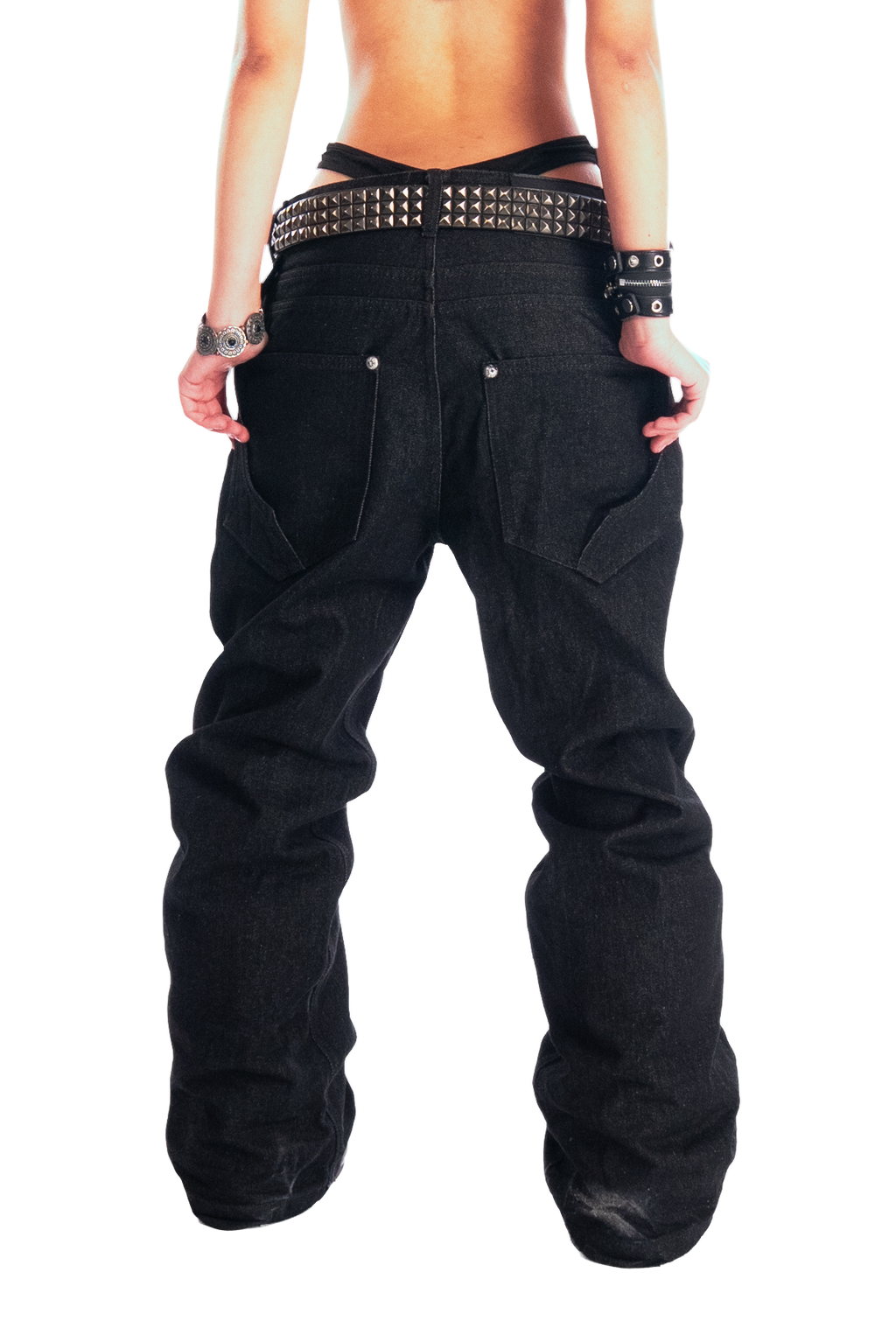 RDW Flared Raw Navy Denim Pants