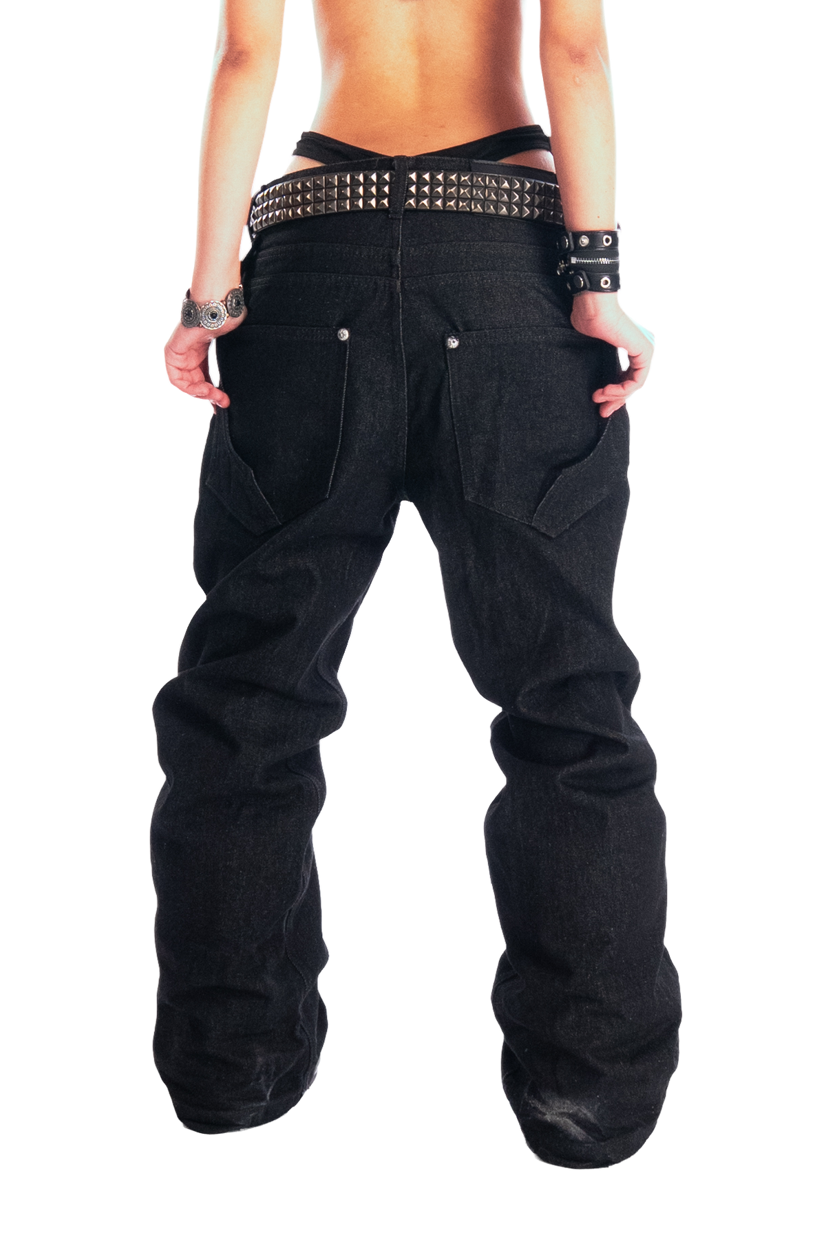 RDW Flared Raw Navy Denim Pants