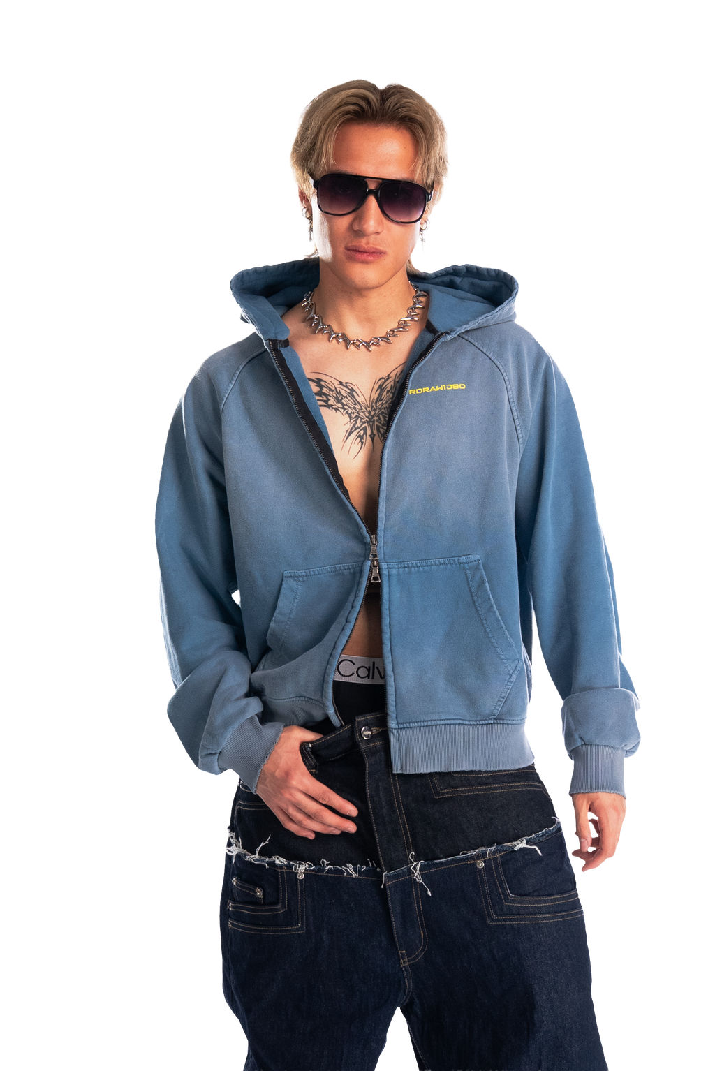 RDW Sunfaded Raglan Zip Up Hoodie
