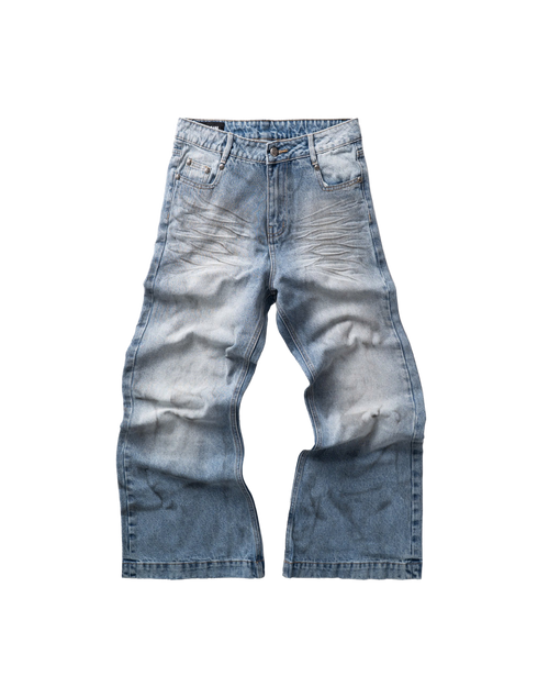 Model wearing VL Spray Dirty Denim Pants