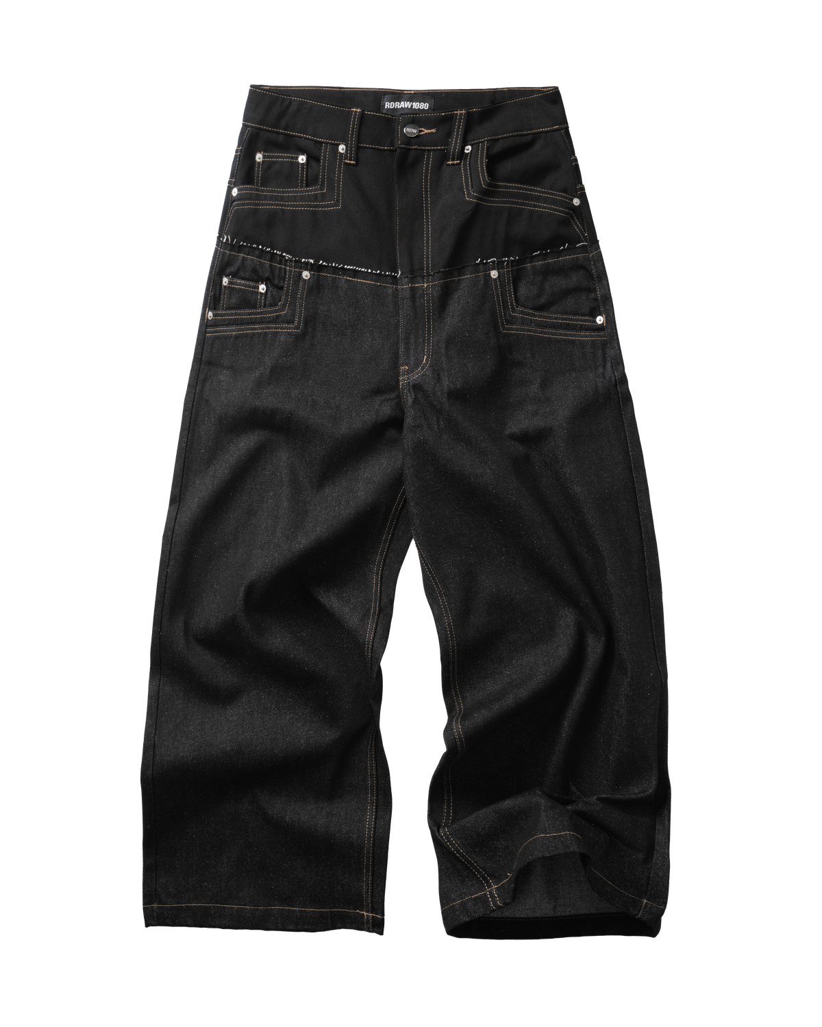 RDW Double Waist Black Raw Denim Pants