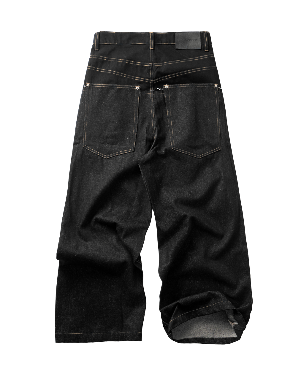 RDW Double Waist Black Raw Denim Pants
