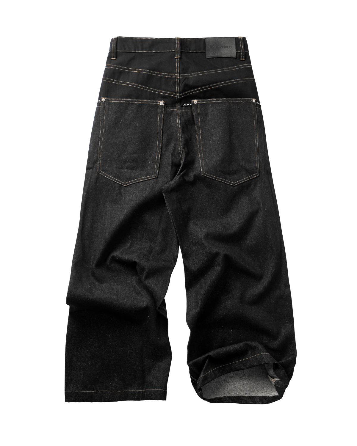 RDW Double Waist Black Raw Denim Pants