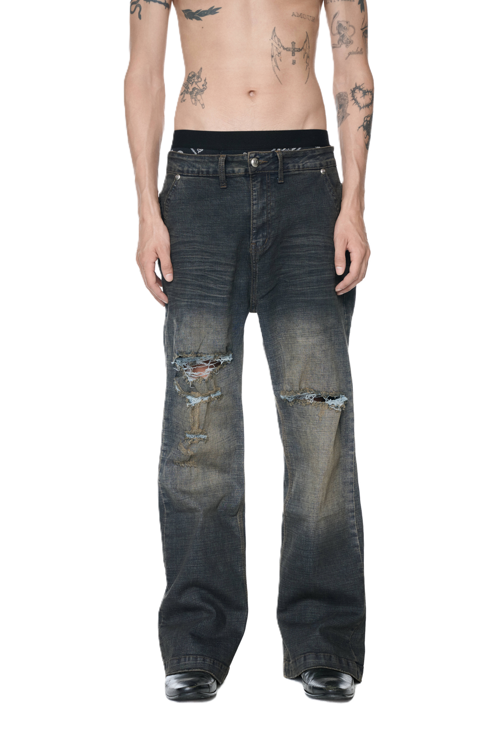 VL Fade Tear Wide Jeans